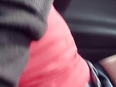 Redhead teen babe gets her sweet pussy banged in the car